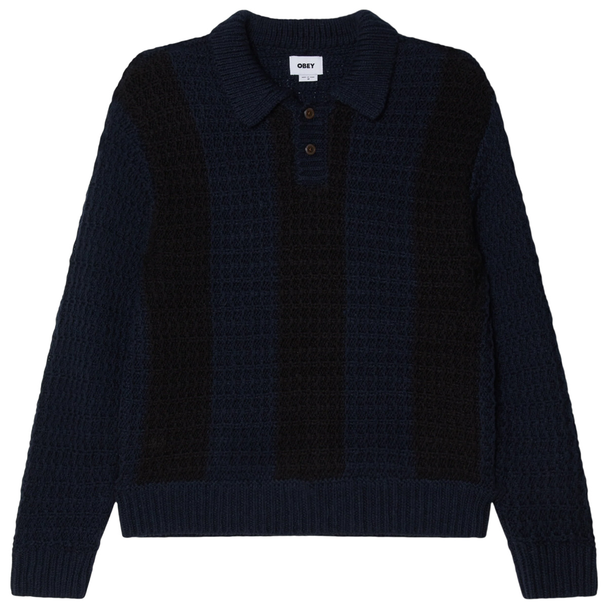 Obey Textured Rugby Polo Sweater Dark Navy