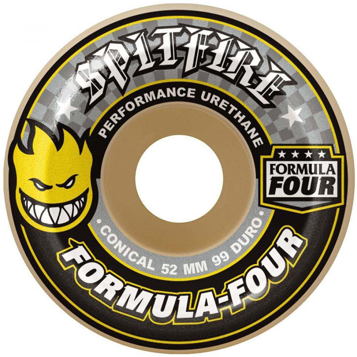 Spitfire Formula Four Conical Wheels Yellow 99D 52mm Spitfire Formula Four Conical Wheels Yellow 99D 52mm
