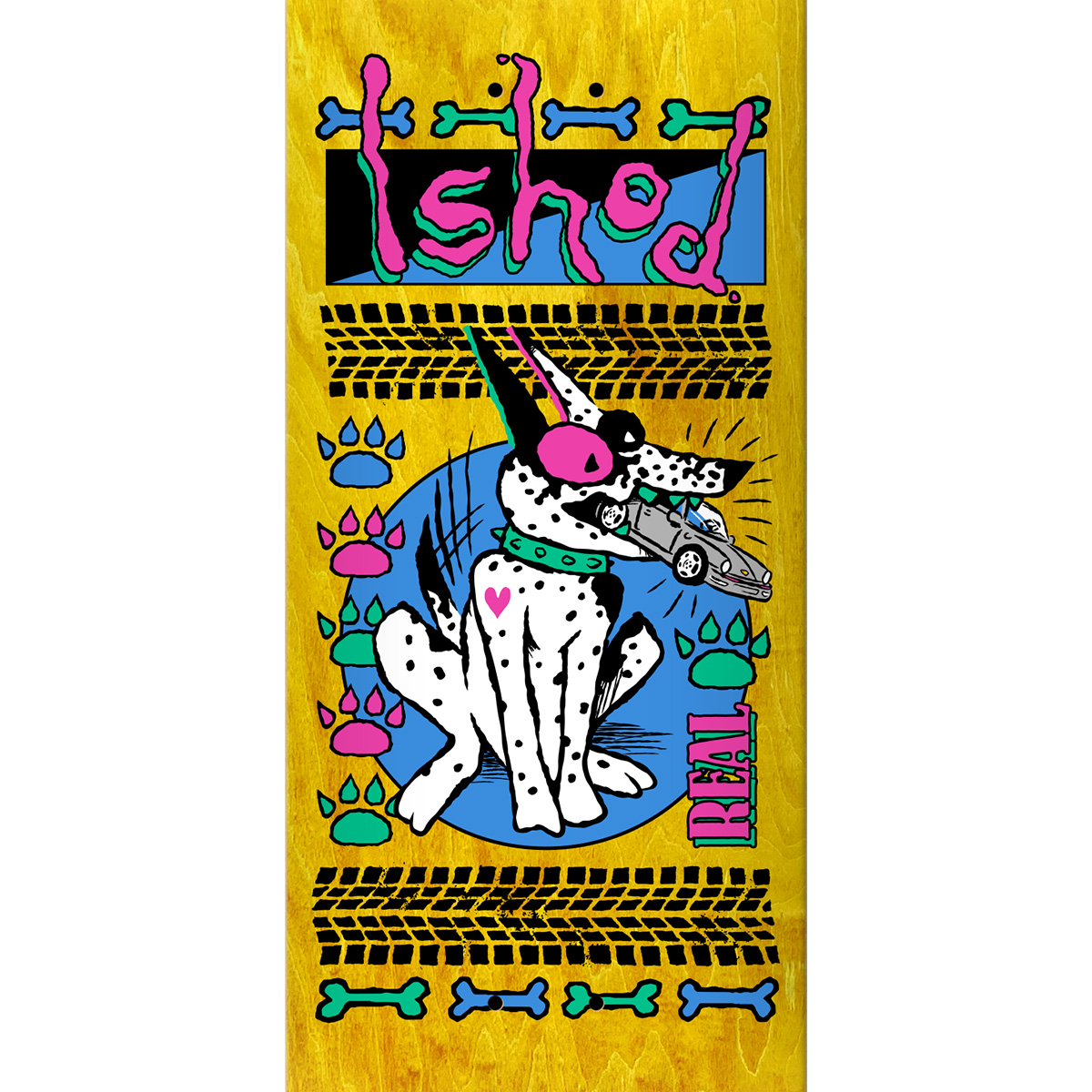 Real Ishod Rude Twin Tail Skateboard Deck Yellow 8.25