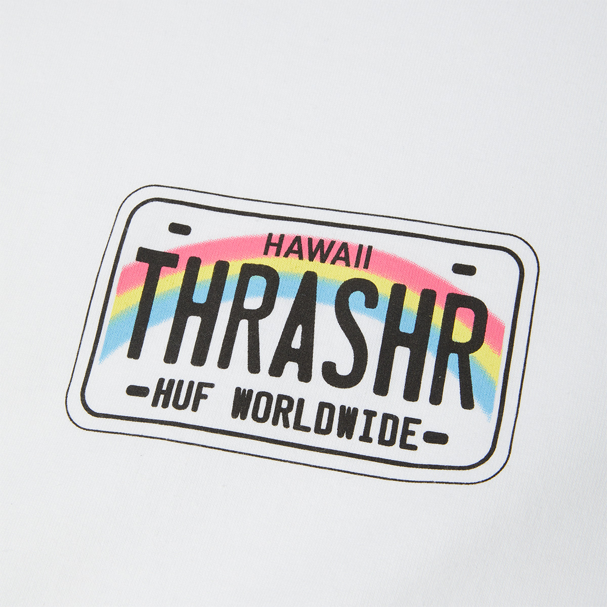 HUF x Thrasher License Plate T-Shirt White