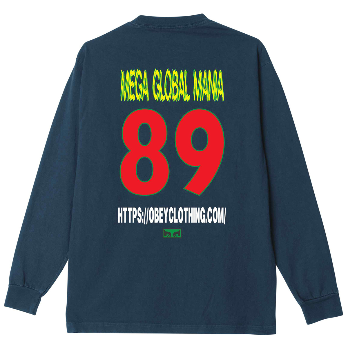 Obey Mega Global Mania Longsleeve T-Shirt Pigment Dark Denim Obey Mega Global Mania Longsleeve T-Shirt Pigment Dark Denim