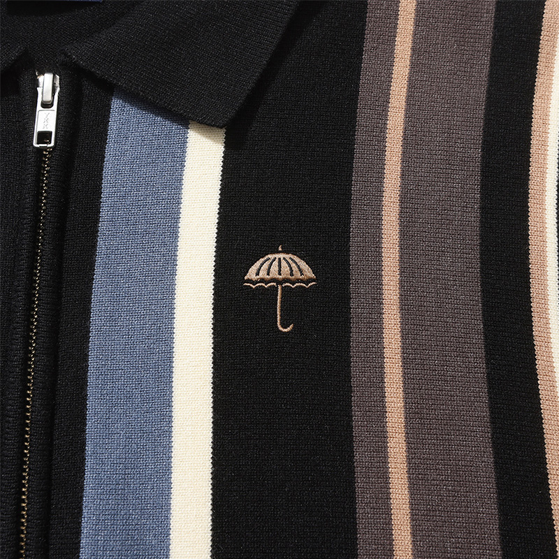 Helas Bundy Full Zip Knit Polo Black Helas Bundy Full Zip Knit Polo Black