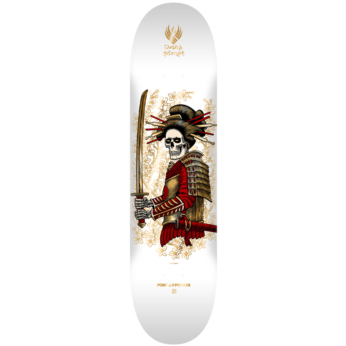 Powell Peralta Flight Sakura Onna-Bugeisha Skateboard Deck White/Gold Foil 8.25