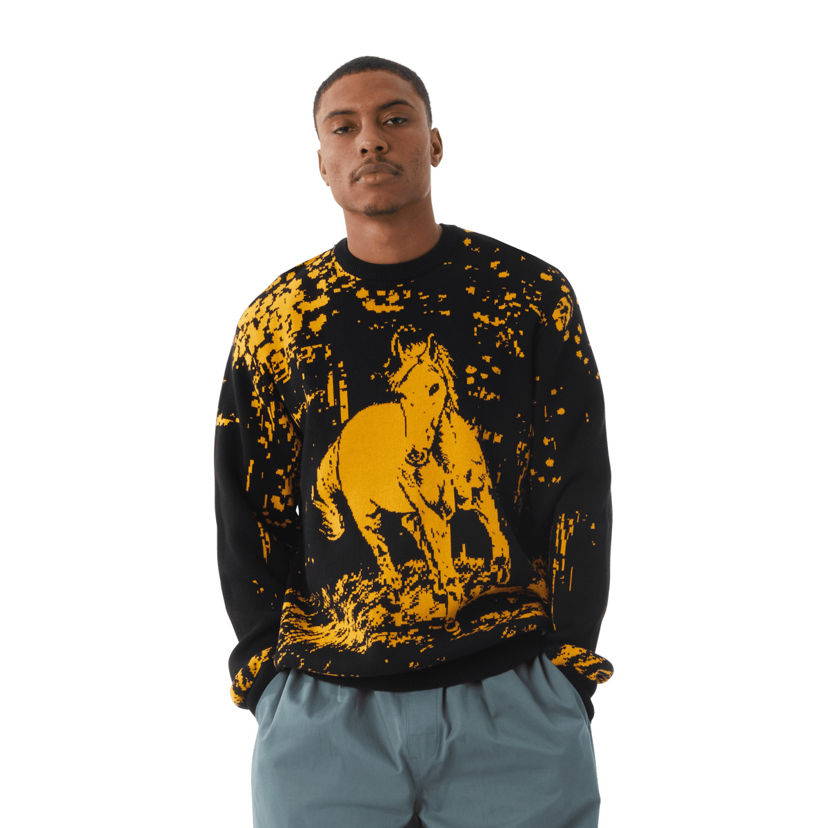 HUF No5 Horse Crewneck Sweater Black HUF No5 Horse Crewneck Sweater Black