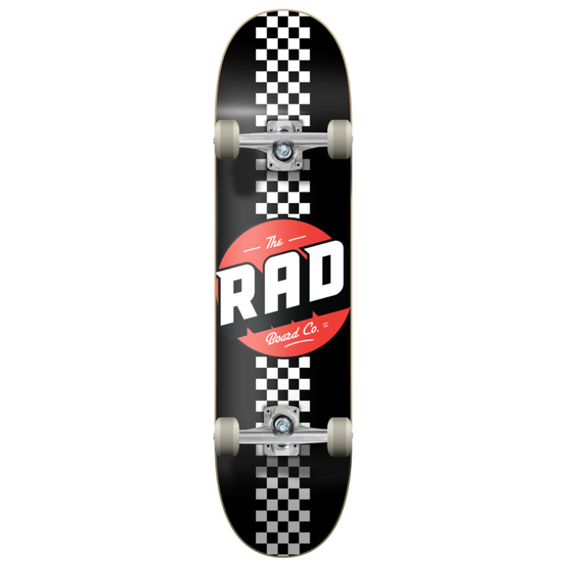Rad Checker Stripe Progressive Complete Skateboard Black/White 8.0
