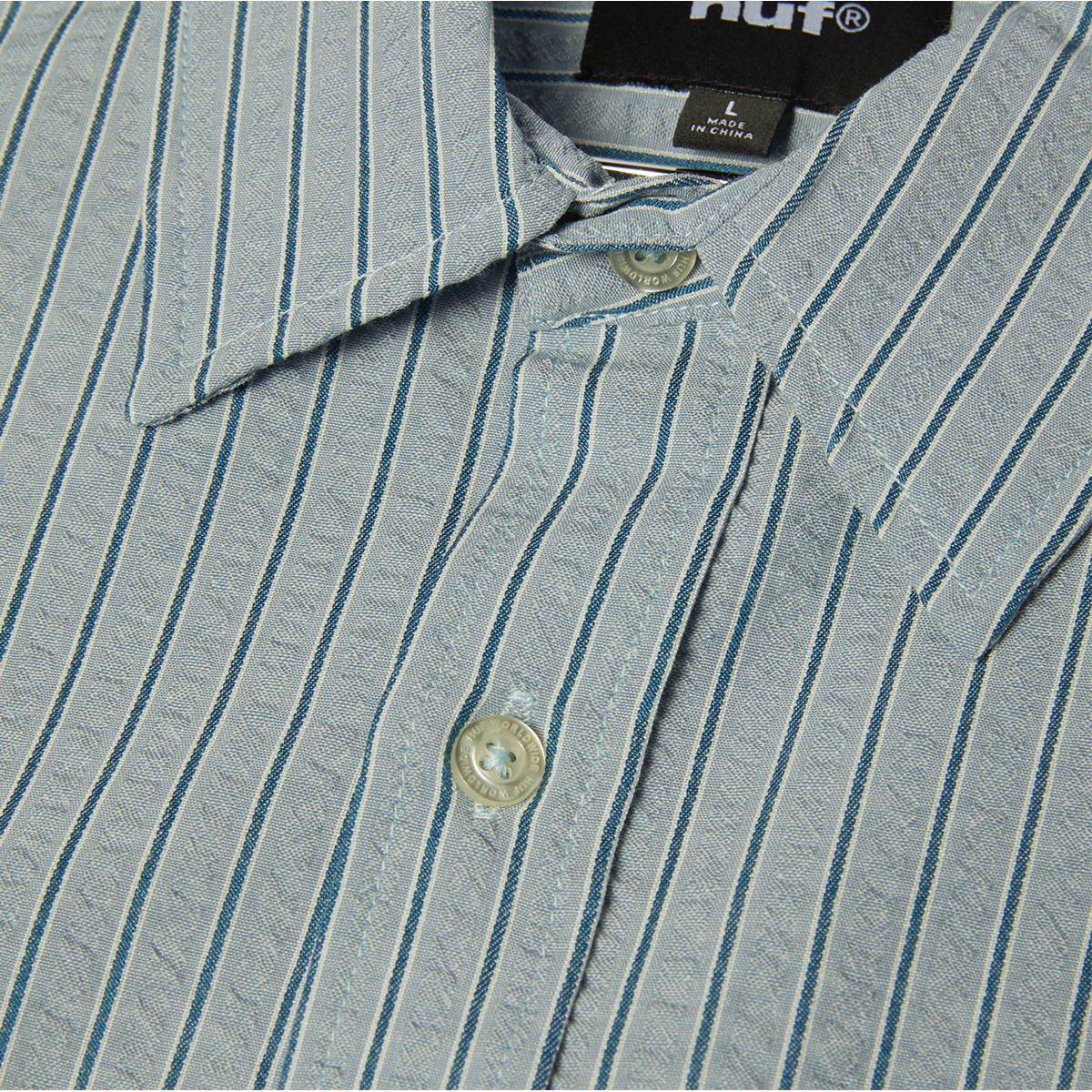 HUF Big Block Striped T-Shirt Light Blue