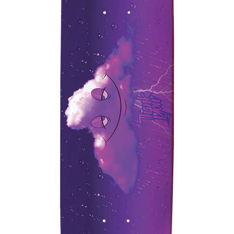 Thank You Head In The Purple Rain Cloud Skateboard Deck Purple 8.0