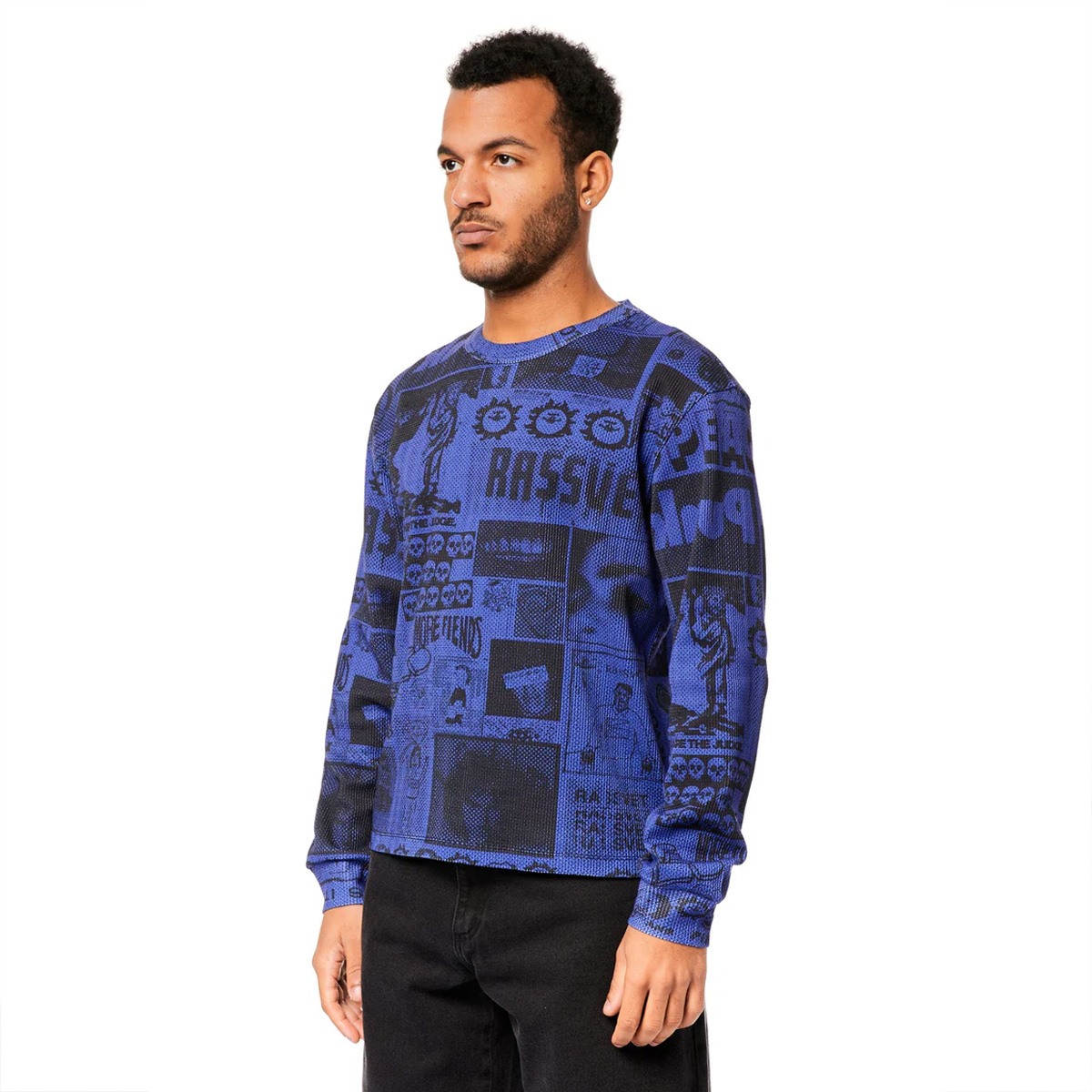 Rassvet Collage Waffle Thermal Knit Longsleeve T-Shirt Blue Rassvet Collage Waffle Thermal Knit Longsleeve T-Shirt Blue