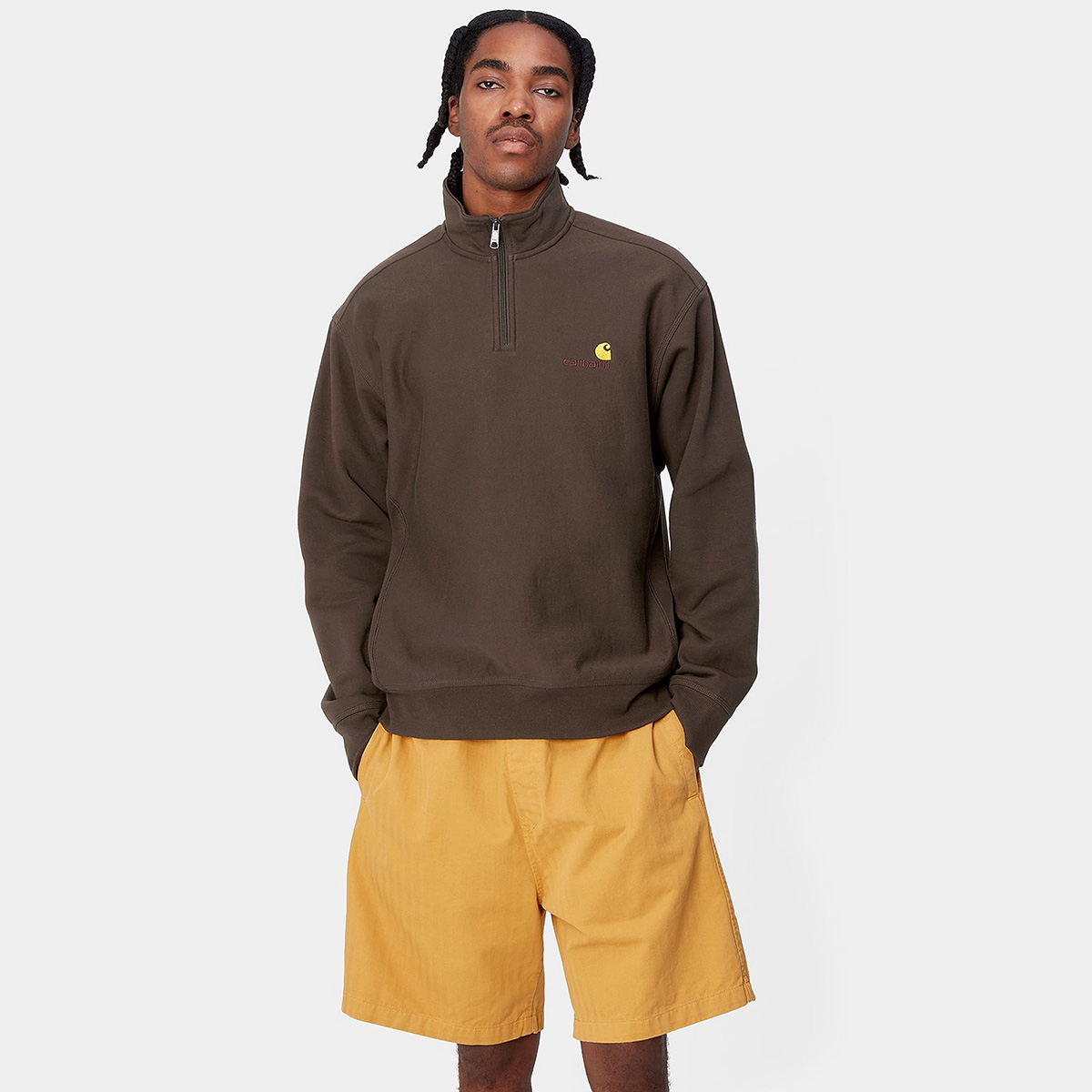Carhartt WIP Half Zip American Script Sweater Tobacco Carhartt WIP Half Zip American Script Sweater Tobacco
