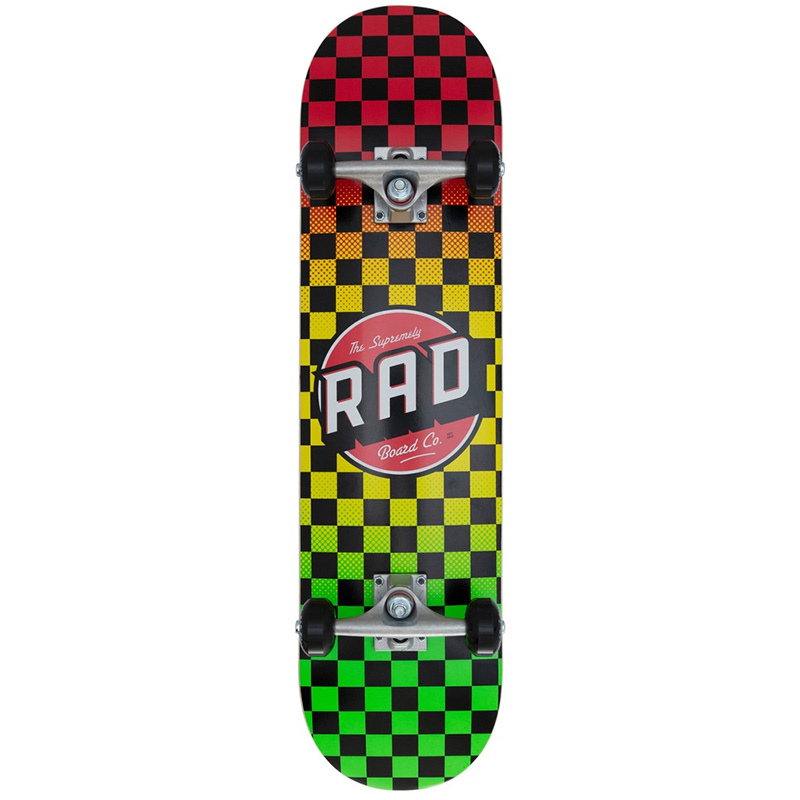 Rad Checkers 2 Dude Crew Complete Skateboard Rasta Fade 8.0