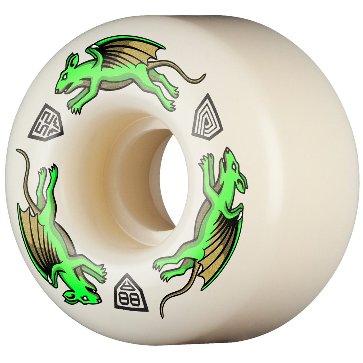 Powell Peralta Dragon Formula Nano Rat AV4 Wheels White/Green 88A 52mm x 34mm