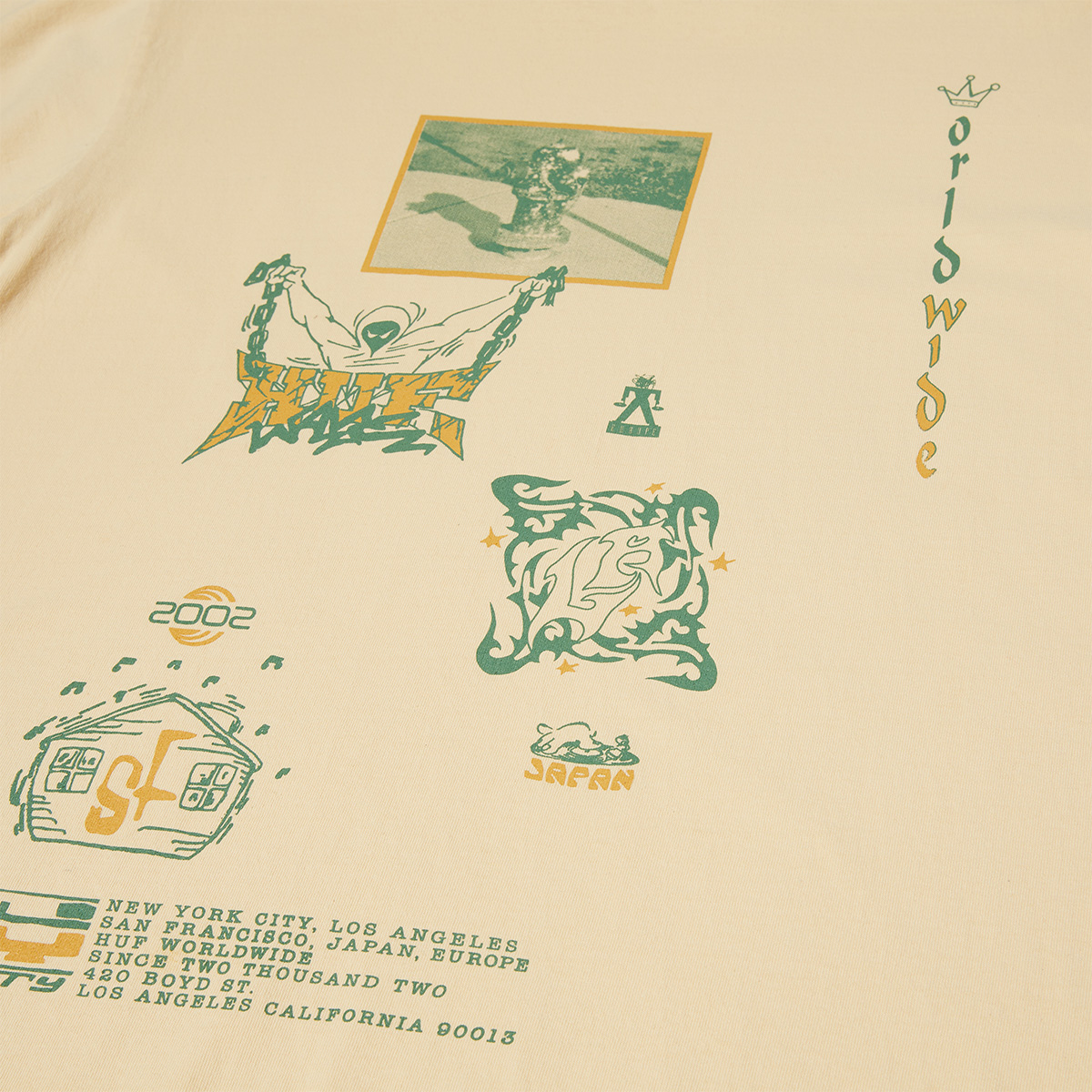 HUF Zine Washed T-Shirt Wheat HUF Zine Washed T-Shirt Wheat