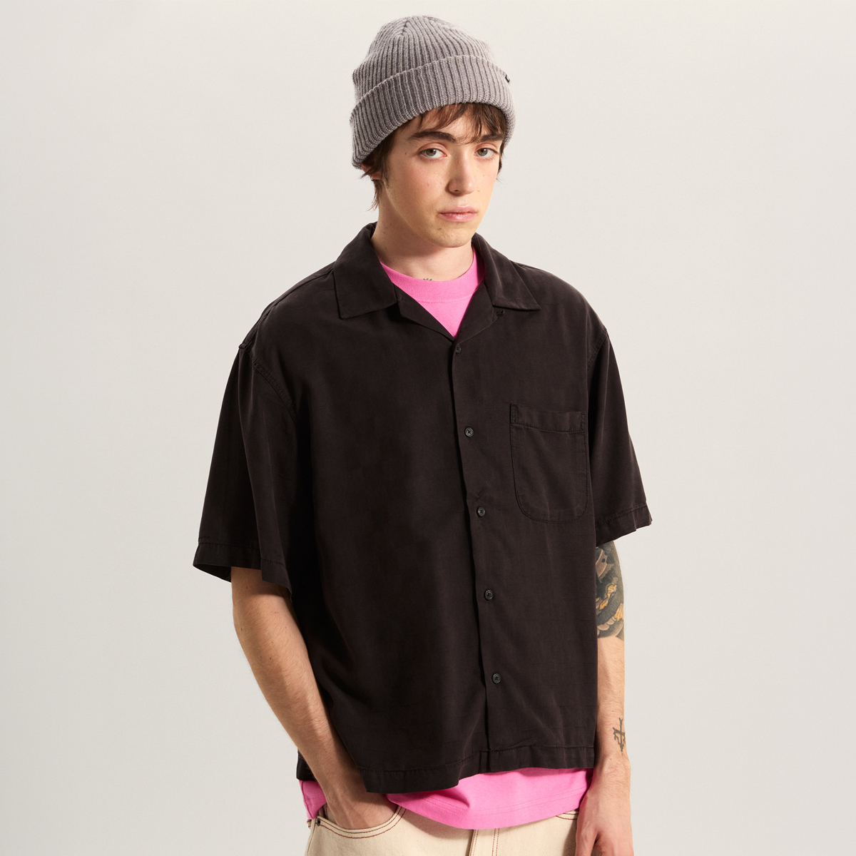Vans Van Doren Tencel Check Camp Shirt Black