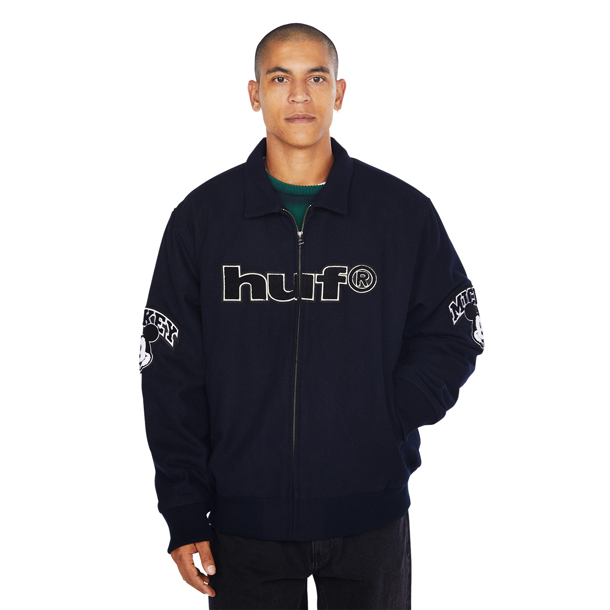 HUF x Mickey Worldwide Tour Varsity Jacket Navy