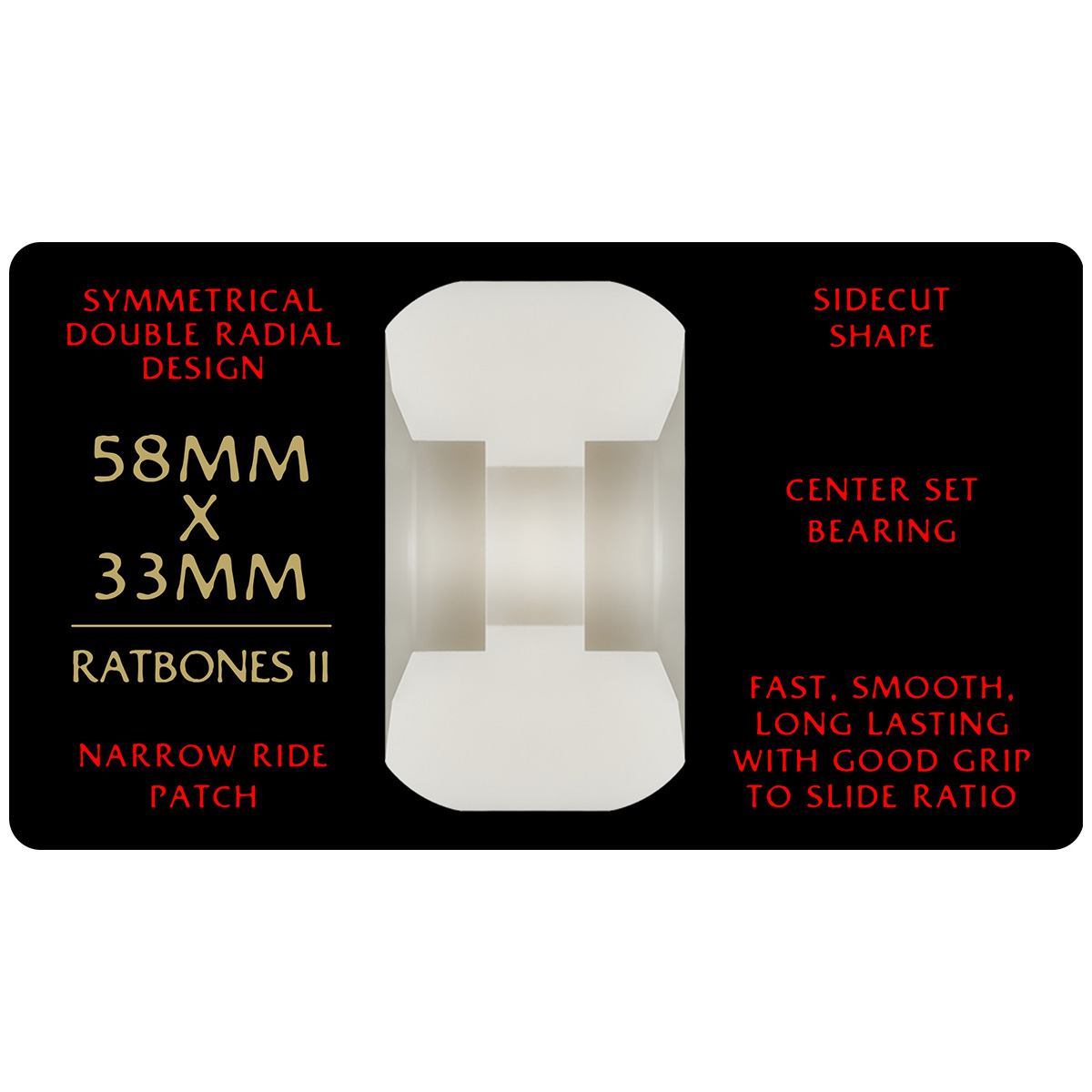 Powell Peralta Dragon Formula Rat Bones II Wheels White/Red 93A 58mm x 33mm