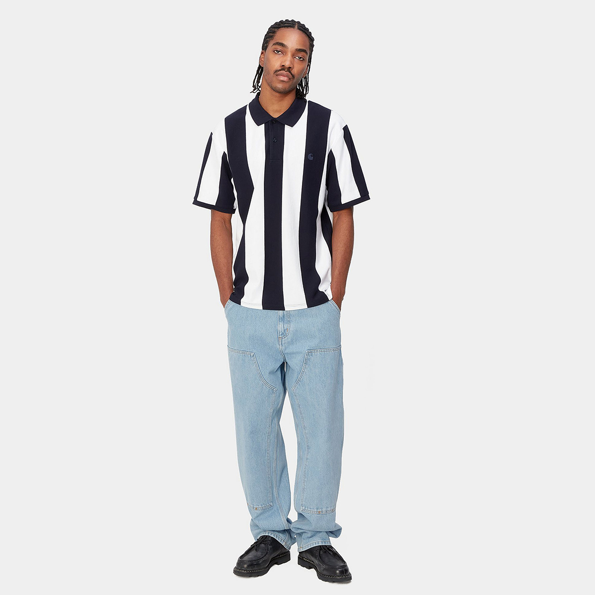 Carhartt WIP Double Knee Pant Blue Heavy Stone Bleached Carhartt WIP Double Knee Pant Blue Heavy Stone Bleached