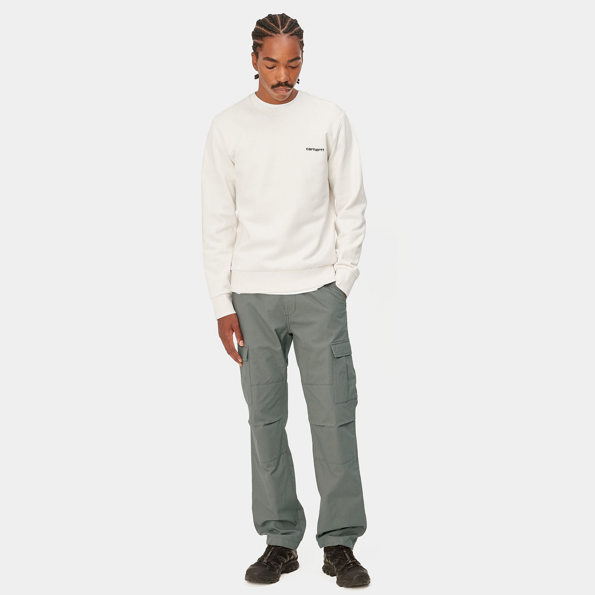 Carhartt WIP Aviation Pant Smoke Green Rinsed