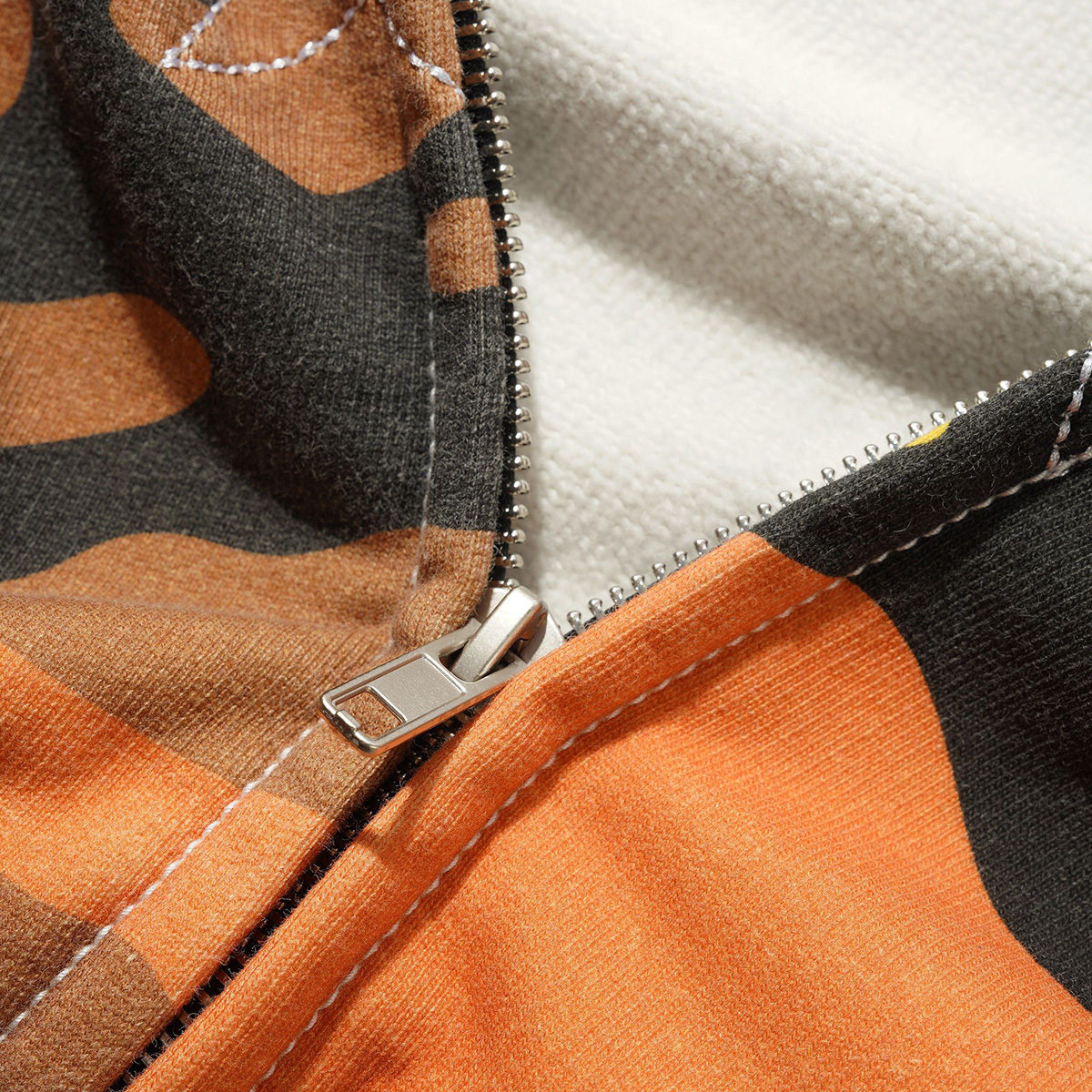 Cash Only Strip Zip-Thru Hooded Sweater Fall Camo