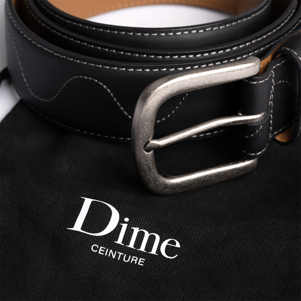 Dime Desert Leather Belt Black
