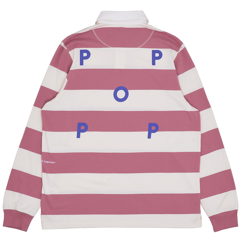 Pop Trading Company Striped Rugby Polo Mesa Rose