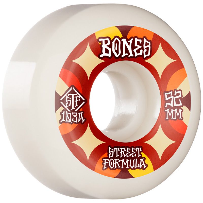 Bones STF Retros V5 Sidecut Wheels 103a White 53mm Bones STF Retros V5 Sidecut Wheels 103a White 53mm