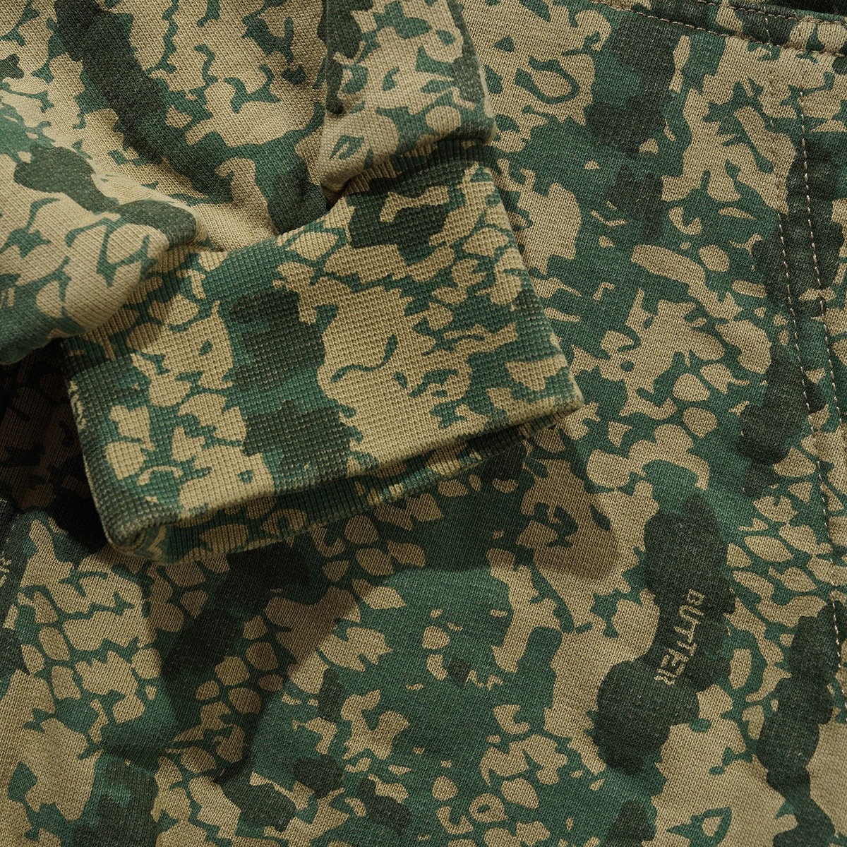 Butter Goods Lowland Camo Zip-Thru Hooded Sweater Washed Green