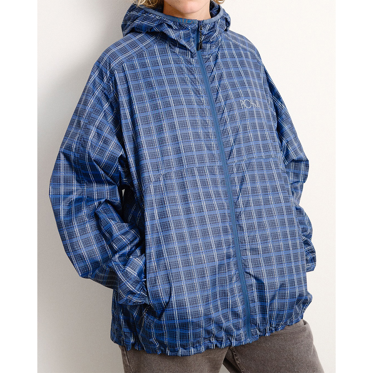 Polar Chase Light Shell Jacket Blue Check