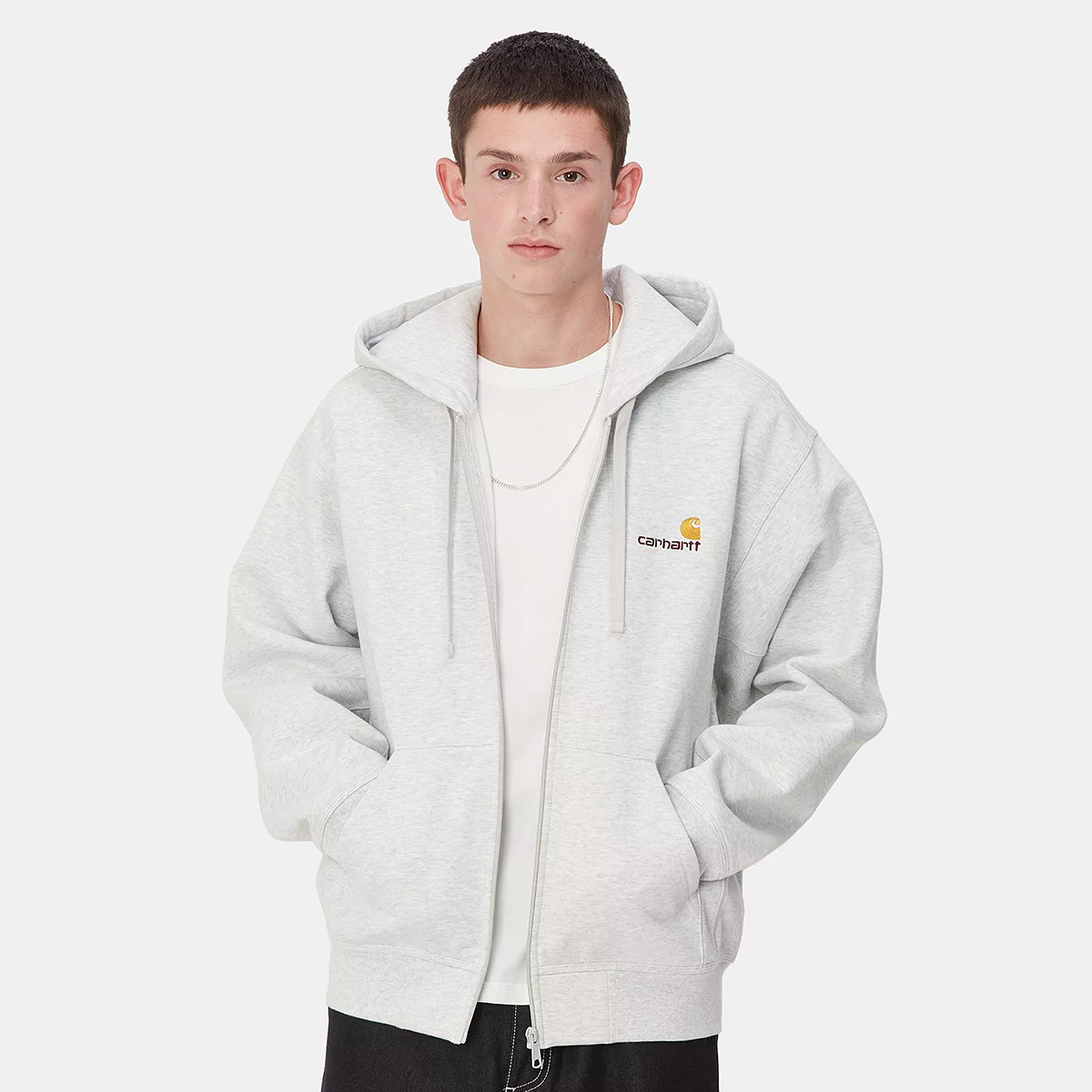 Carhartt WIP Hooded American Script Jacket Ash Heather