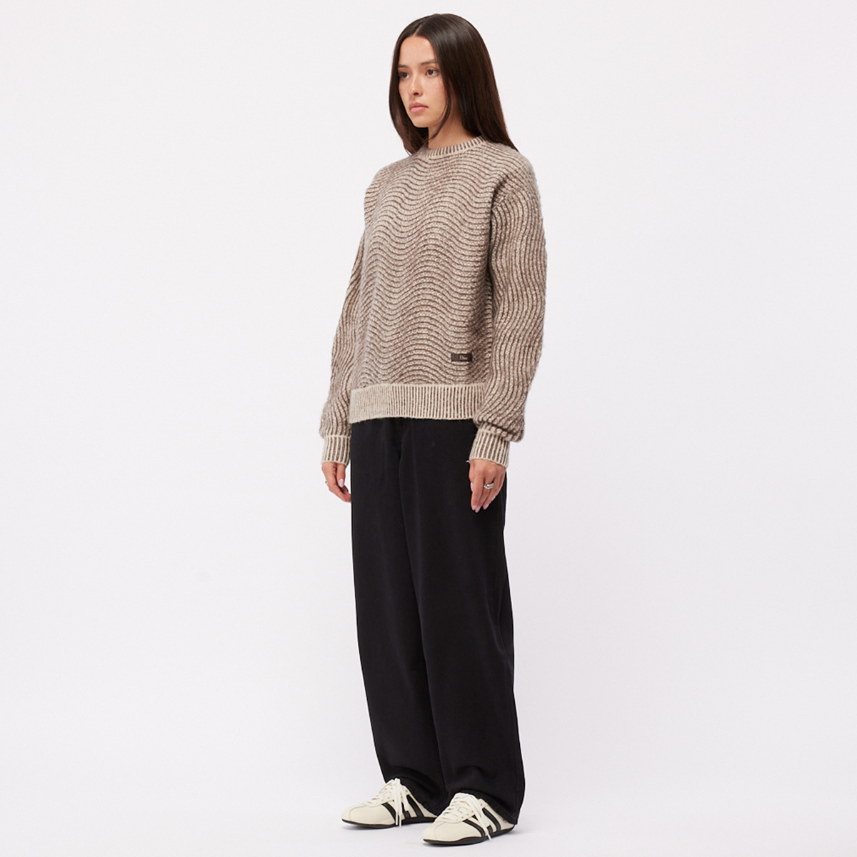 Dime Mohair Wave Knit Sweater Camel
