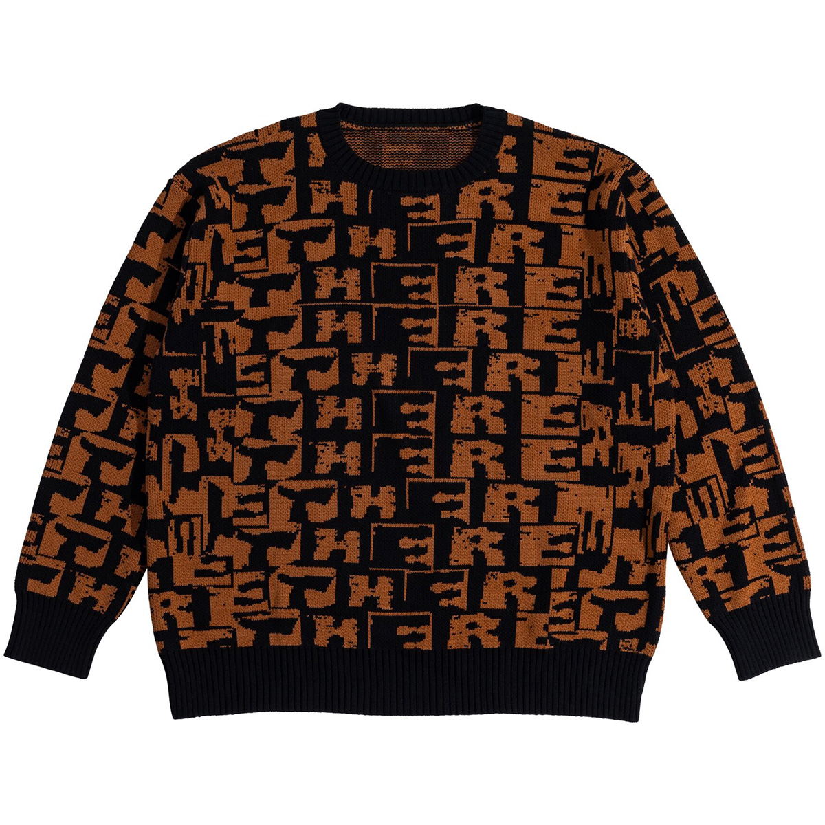 There Torn Jacquard Knit Sweater Black/Brown There Torn Jacquard Knit Sweater Black/Brown