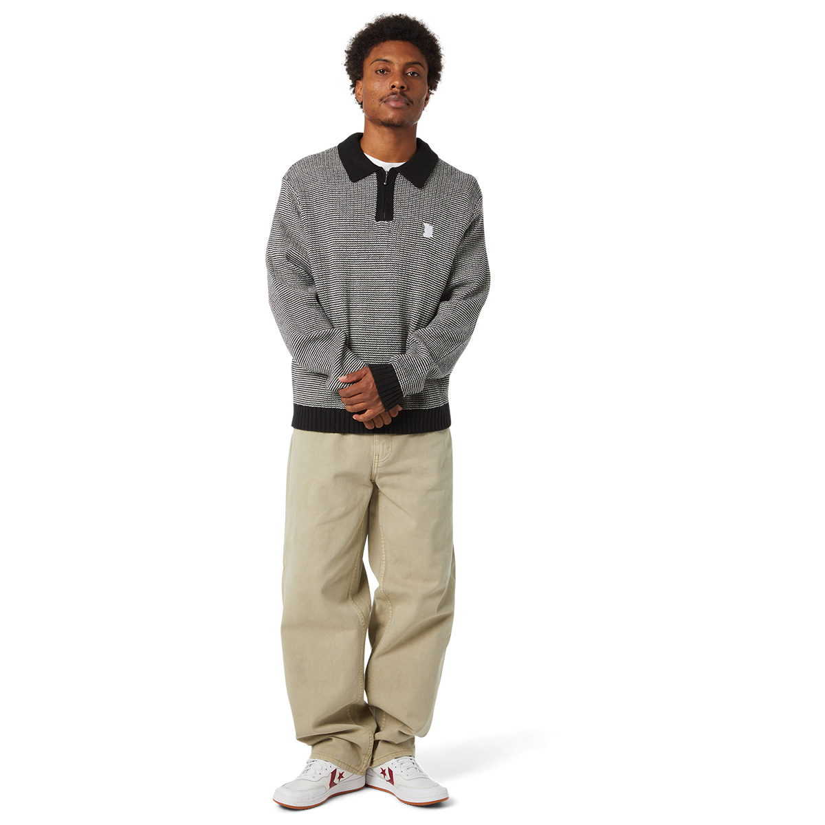 HUF Megablast Two Tone Waffle Sweater Black/White
