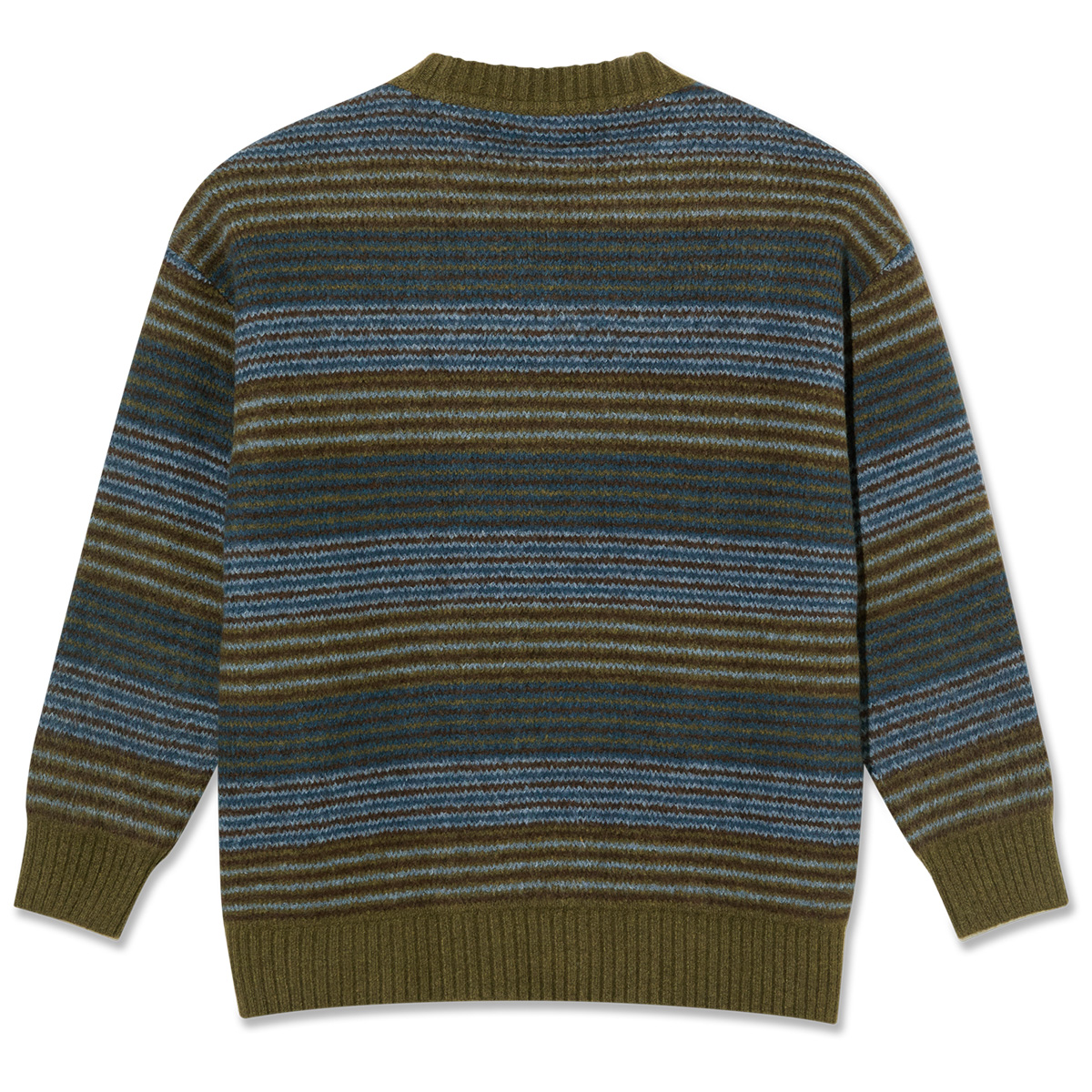 Polar George Knit Sweater Blue Green Stripe Polar George Knit Sweater Blue Green Stripe