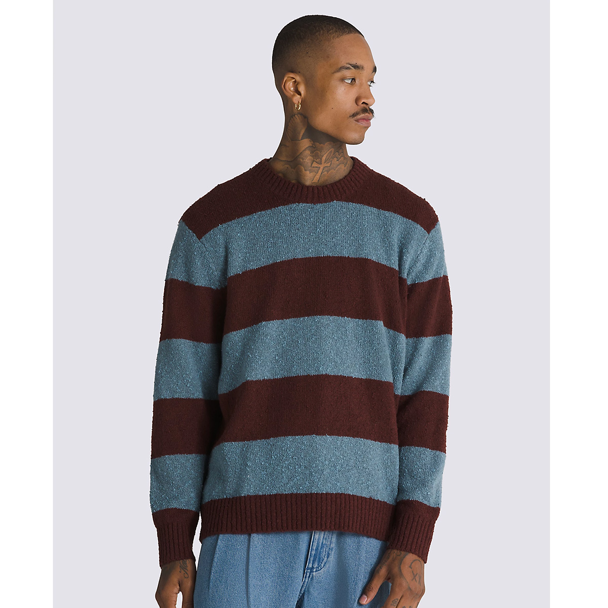 Vans Darby Stripe Crew Sweater Bitter Chocolate/Bstone Vans Darby Stripe Crew Sweater Bitter Chocolate/Bstone