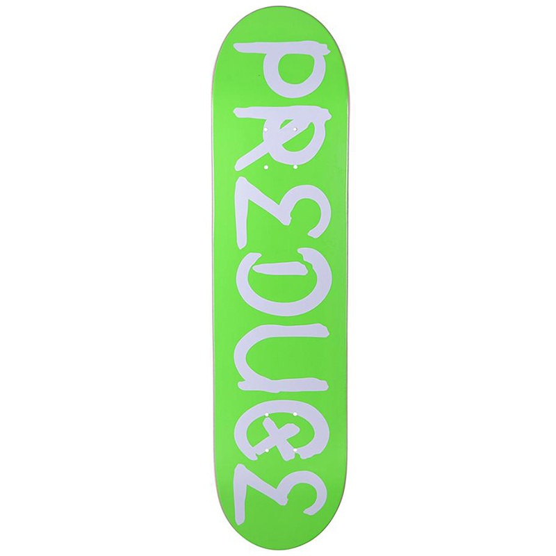 Preduce TRK Logo Team Medium Concave Skateboard Deck Neon Green/White 7.75