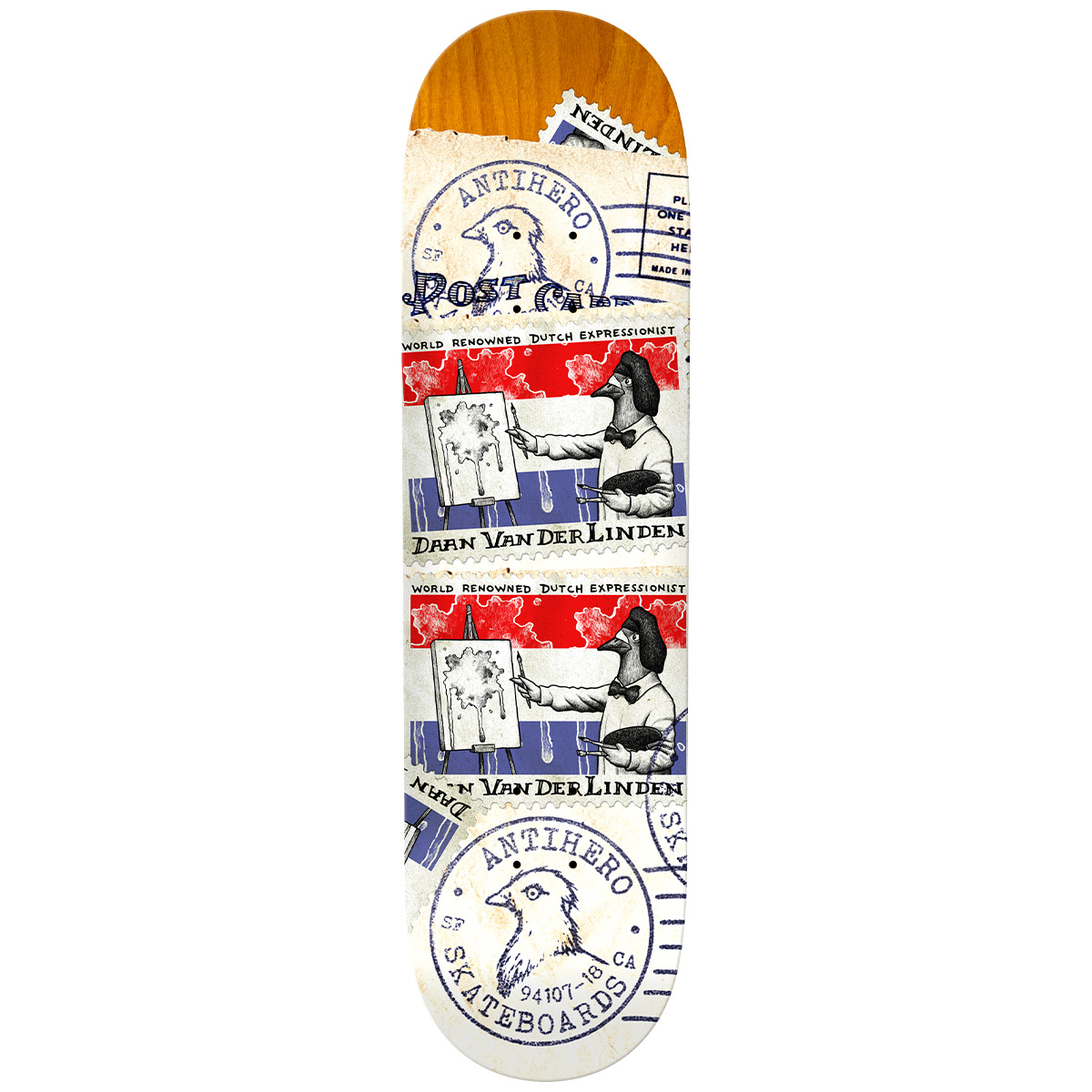 Anti Hero Daan Postal Skateboard Deck Assorted Veneer 8.5