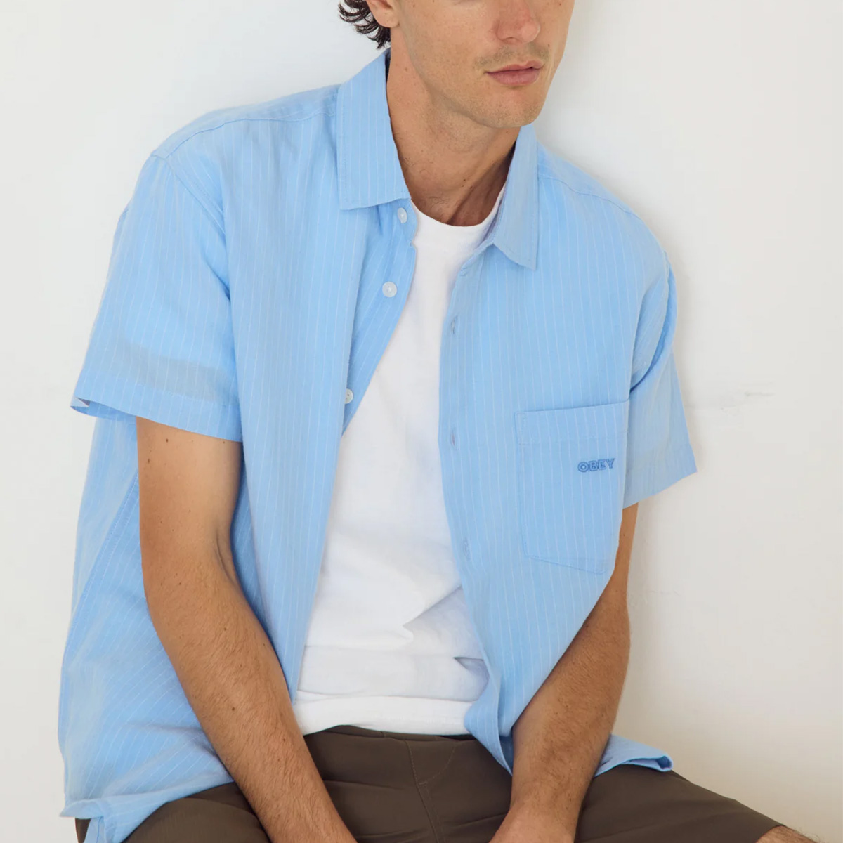 Obey Barry Woven Shirt Sky Blue