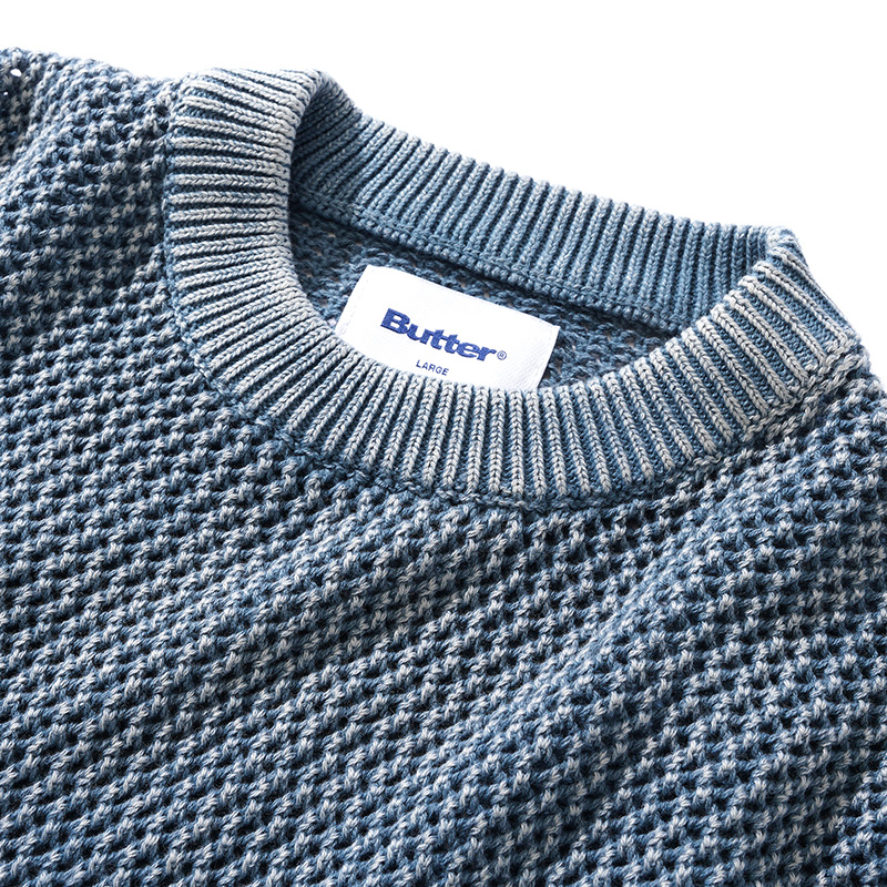 Butter Goods Washed Knitted Crewneck Sweater Washed Navy Butter Goods Washed Knitted Crewneck Sweater Washed Navy