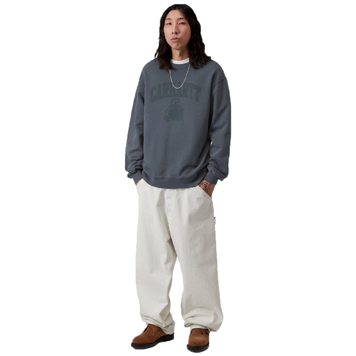 Carhartt WIP Faded Pond Corps Sweater Deep Night Heavy Stone Wash