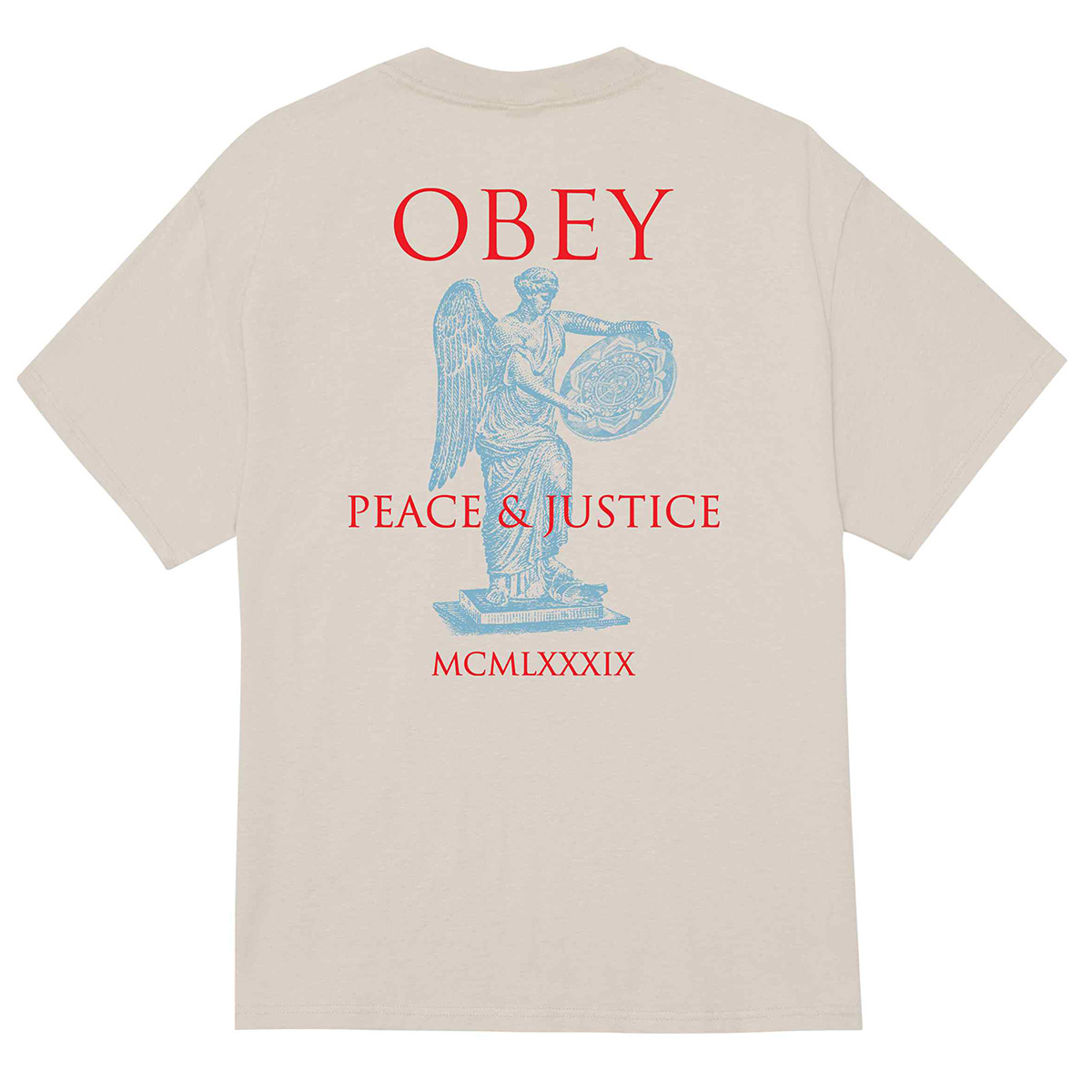 Obey Peace & Justice Statue T-Shirt Silver Grey Obey Peace & Justice Statue T-Shirt Silver Grey