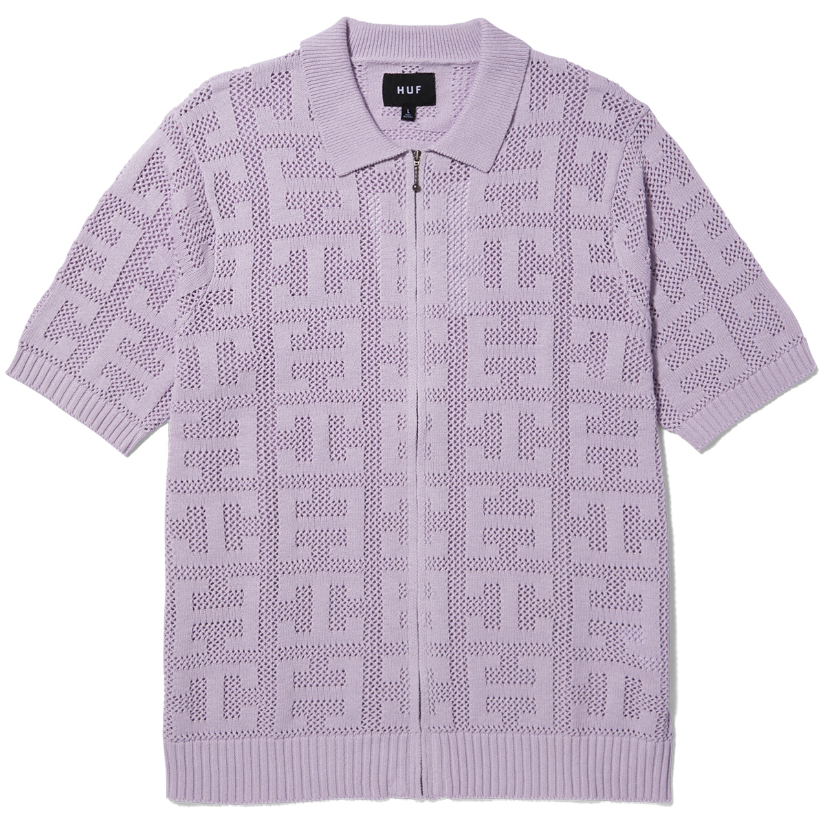 HUF Monogram Jacquard Zip Sweater Lavender