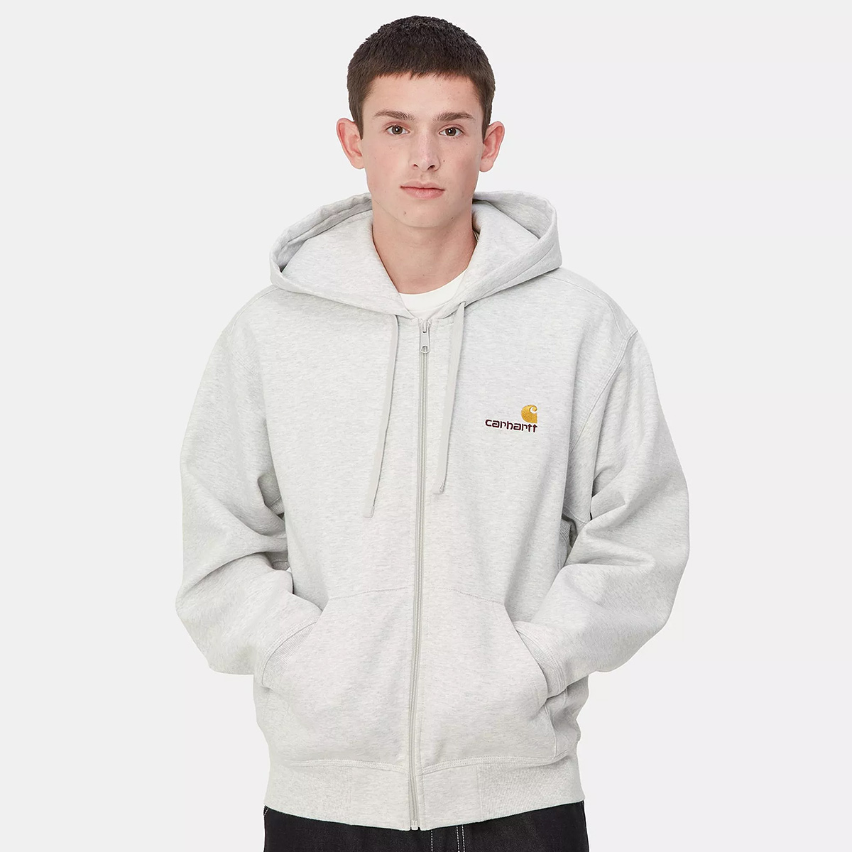 Carhartt WIP Hooded American Script Jacket Ash Heather