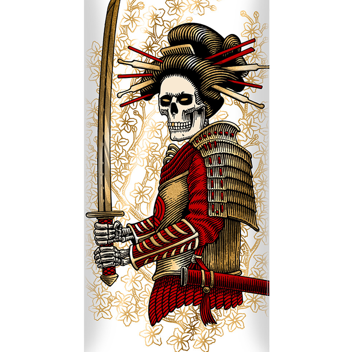 Powell Peralta Flight Sakura Onna-Bugeisha Skateboard Deck White/Gold Foil 8.25