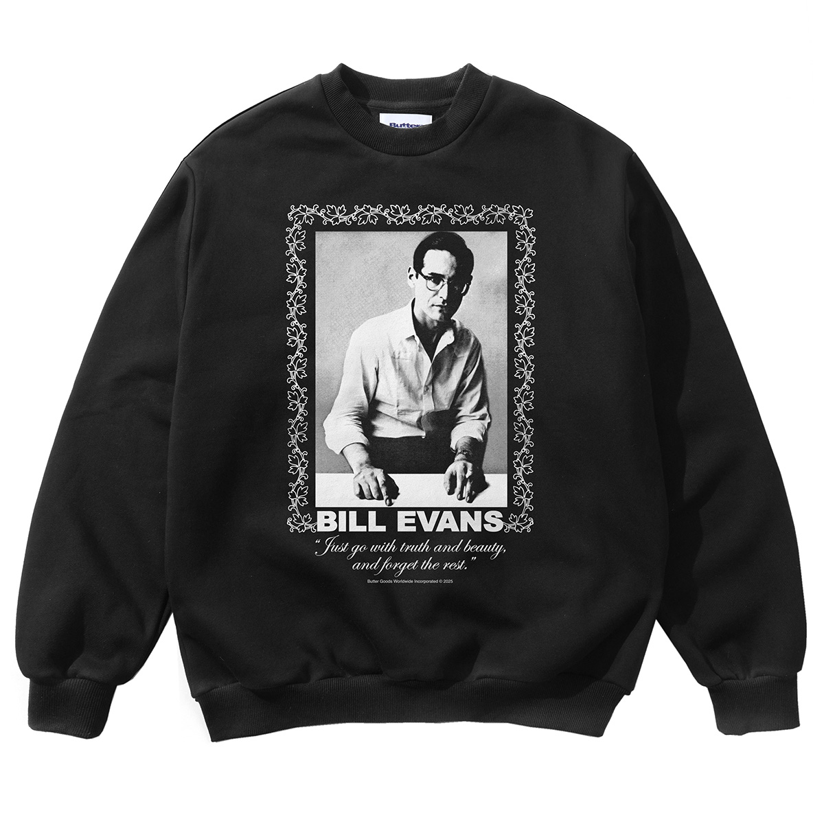 Butter Goods x Bill Evans Truth & Beauty Crewneck Sweater Washed Black