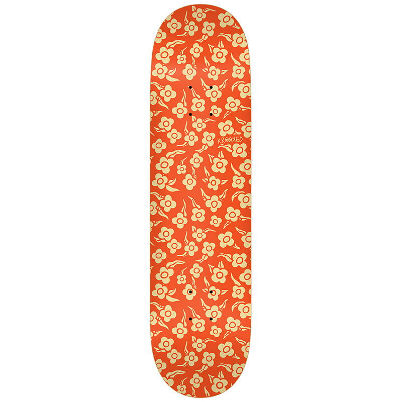 Krooked Flowers Skateboard Deck Orange 8.06