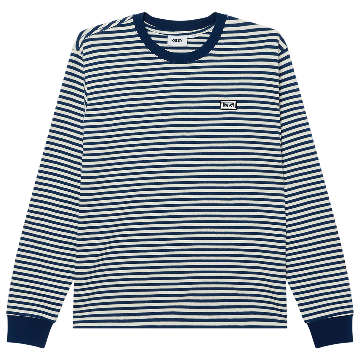 Obey Established Works Eyes Stripe Longsleeve Shirt Navy Peony
