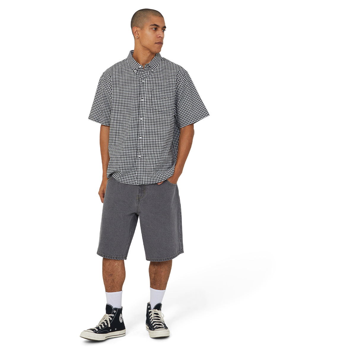 HUF 89 Micro Gingham Oxford Shirt Black/White