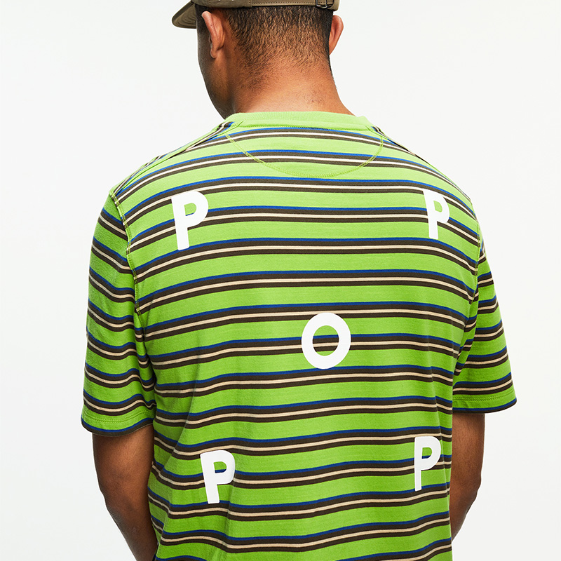 Pop Trading Company Striped Logo T-Shirt Foliage Pop Trading Company Striped Logo T-Shirt Foliage