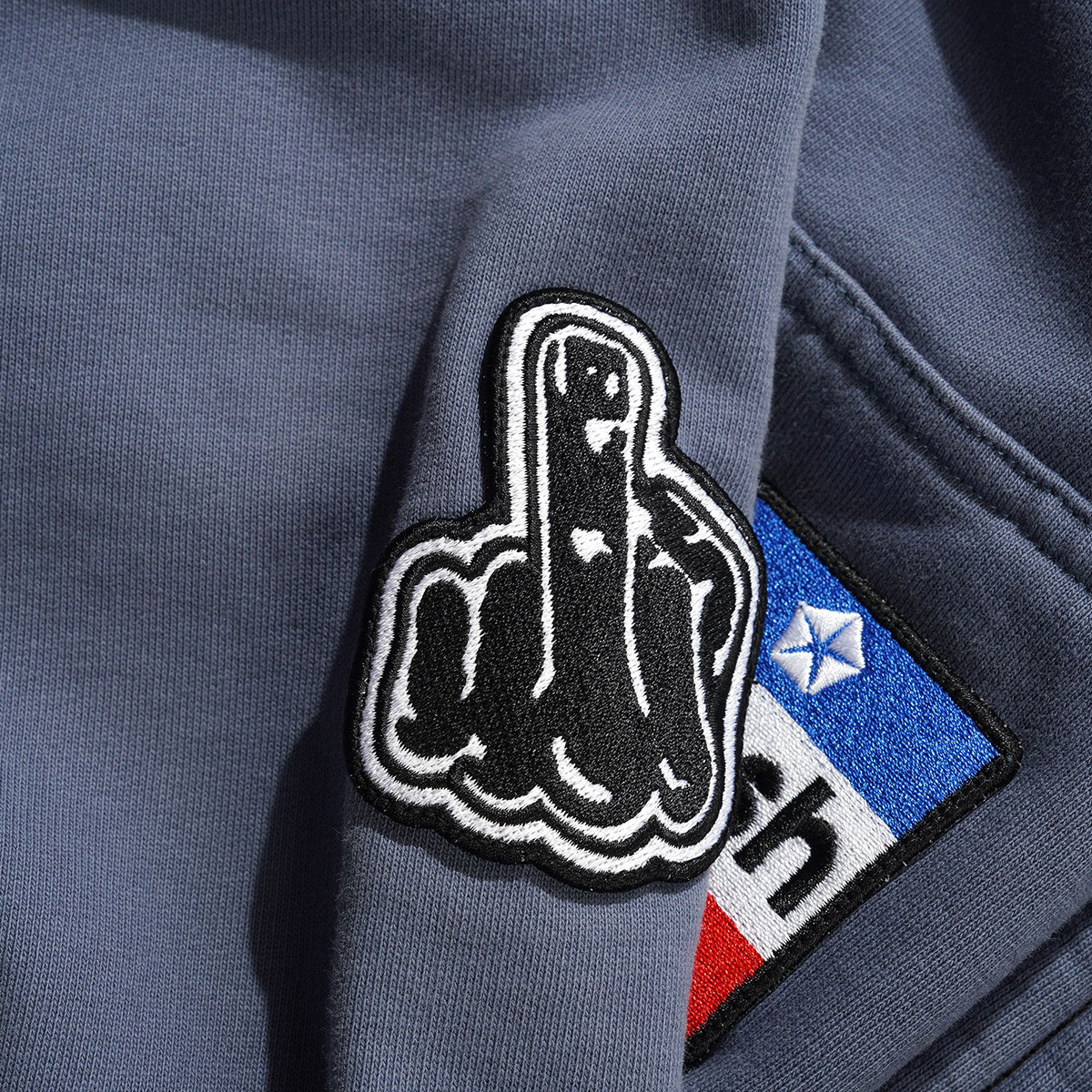 Cash Only Service Zip-Thru Hooded Sweater Washed Navy