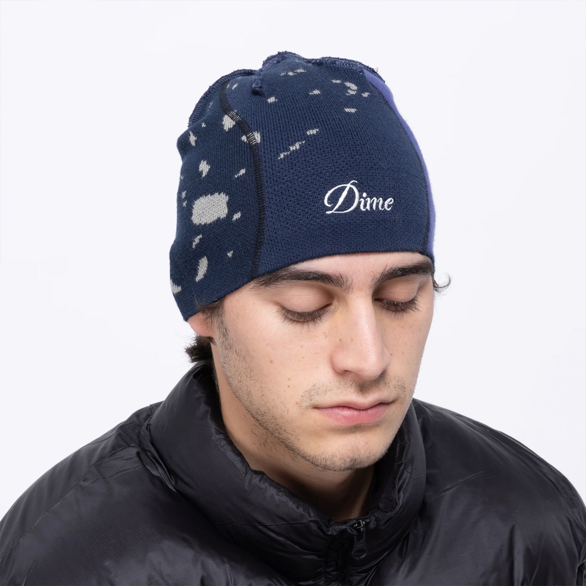 Dime Reverse Stitch Skully Beanie Navy Dime Reverse Stitch Skully Beanie Navy
