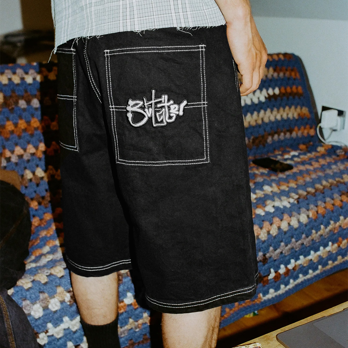 Butter Goods Scribble Denim Shorts Washed Black